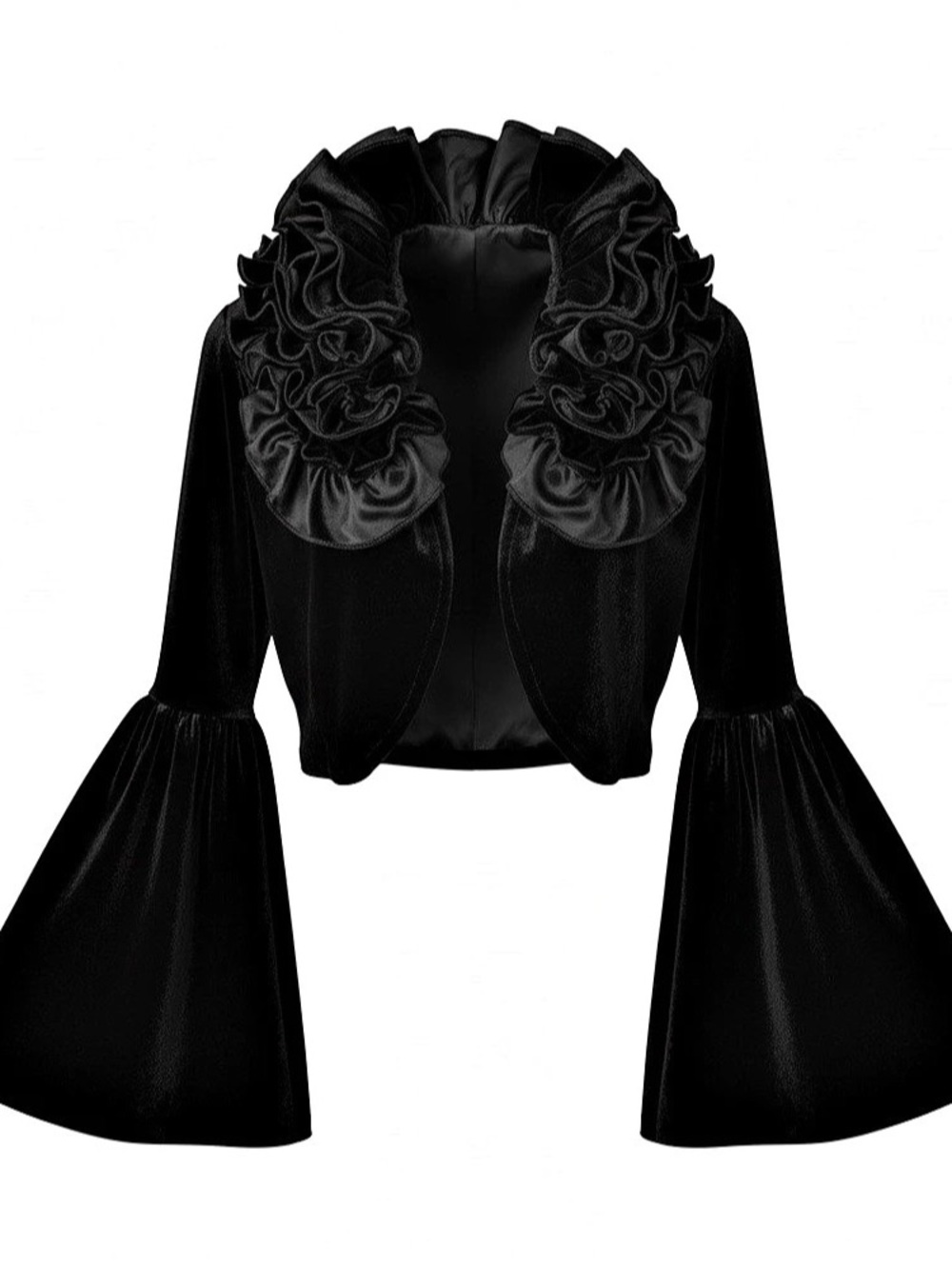 Black Victorian Gothic-Inspired Ruffle Bell Sleeve Bolero | Like New - Small